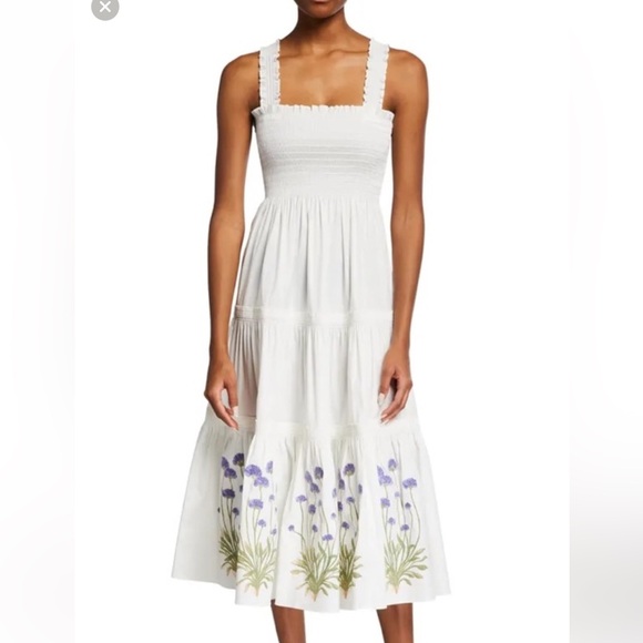 Tory Burch White Maxi Dress with Purple Floral Design - Picture 1 of 9